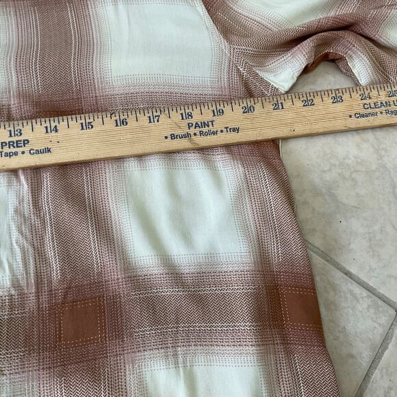 MAGASCHONI  BUTTON UP PLAID SHIRT men’s size Medium Plaid Brown/cream - Picture 6 of 11